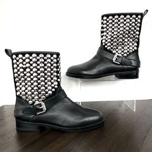🆕 Rebecca Minkoff Sadia Black Leather Studded Moto Boots